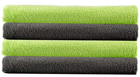 NatureMark NM-HT0725 4-er Spar-Pack Frottier Duschtücher, 70 x 140 cm, 100% Baumwolle, Anthrazit/Apfel