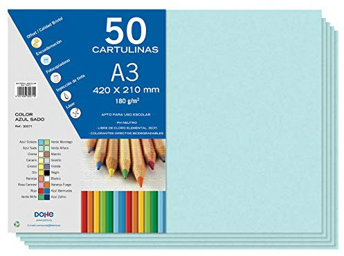 Dohe A3-Karton, Sado-Blau, 50 Stück, 21 x 29,7 cm, 180 g/m², Büromaterial