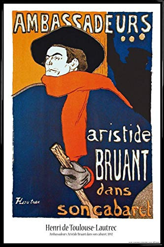 1art1 Henri De Toulouse-Lautrec Poster Plakat | Bild und Kunststoff-Rahmen - Aristide Bruant Dans Son Cabaret (91 x 61cm)