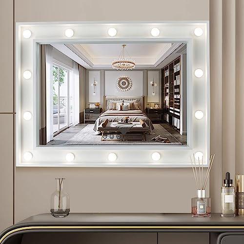 Ezigoo Hollywood-Spiegelleuchte mit Lichtern, Großer beleuchteter Kosmetikspiegel für Schminktisch, Schlafzimmer Dekor, 60 * 80cm, Wandmontage