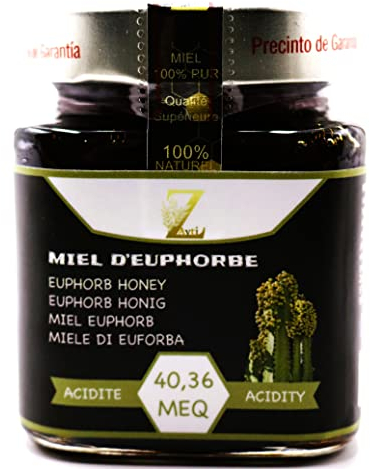 Miel d'Euphorbe 100% pur & Naturel. Miel Cru de Daghmous. Vraie Premium - Pot de 300g - Recueilli Au Maroc. Une Grande Variété De Saveurs Délicieuses.
