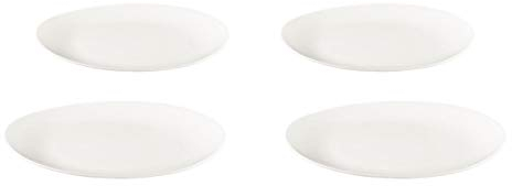 Buchensee Dessertteller, Kuchenteller Set für 4 Personen, weiß, Fine Bone China Porzellan, oval