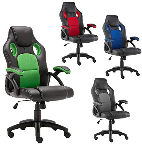 Yellowshop | Poltrona da Gaming e/o ufficio sedia gioco girevole rotelle studio mod. Adam (Nero/Verde)