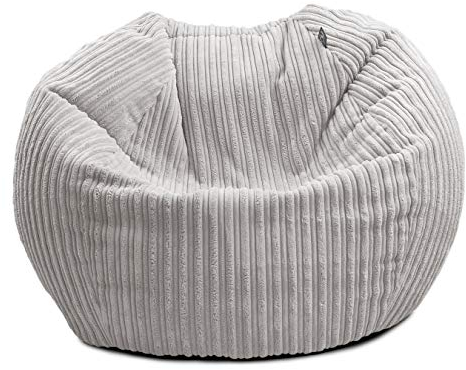 rucomfy Beanbags Jumbo Cord Kids Mini-Slouch Bean Bag Chair - Childrens Bedroom Playroom Furniture and Fun Decor. Arrives with Filling and Machine Washable - 60 x 80cm (Platinum Grey, Beanbag only)