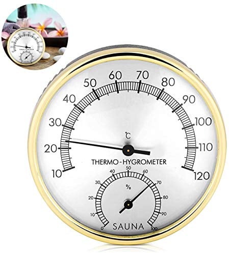 Termometro Sauna Igrometro,Termometro Ambiente Interno Esterno,Termometro Ambiente Analogico da Parete,Stazione Meteorologica Analogica in Acciaio Inox per nel Giardino, in Auto, la Casa, in Serra