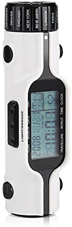 AMONIDA Horloge Mondiale, écran LCD léger avec Lampe de Poche, thermomètre numérique, réveil, pour Le Camping, la randonnée en Plein air
