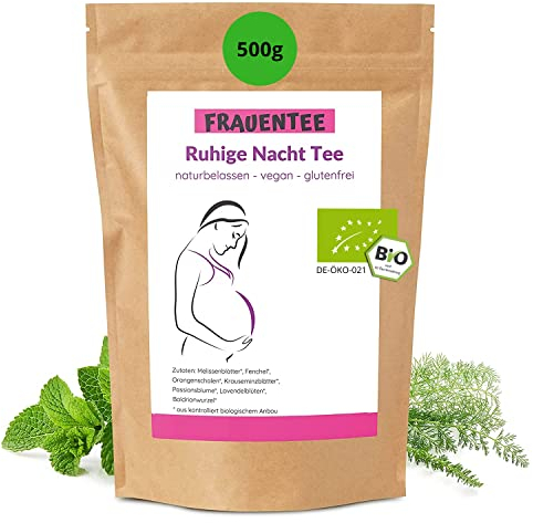 Konfitee Bio Ruhige Nacht Tee 500g I Veganes Naturprodukt I Vielseitige & hochwertige Kräutermischung I Baldrianwurzeln & Lavendelblüten I Frei von Zusätzen & Aromastoffen I Premium Qualität