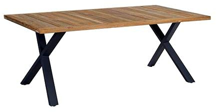 OUTLIV. Promo X Gartentisch 200x100 cm, aus recyceltem Teakholz und Stahl, jeder Tisch ist einzigartig, für 8 Personen