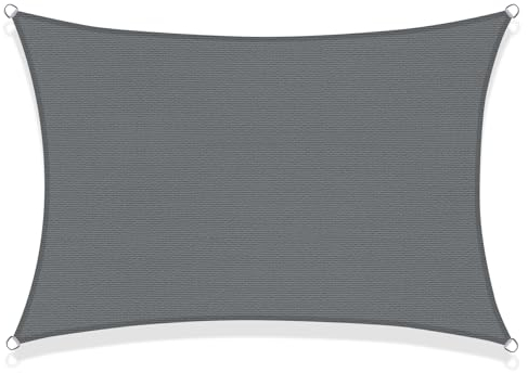 SUNNY GUARD Voile d'ombrage Rectangulaire 4x5m HDPE Respirant Toile Ombrage Une Protection des Rayons UV pour Patio Jardin, Terrasse,Extérieur,Balcon, Gris Anthracite