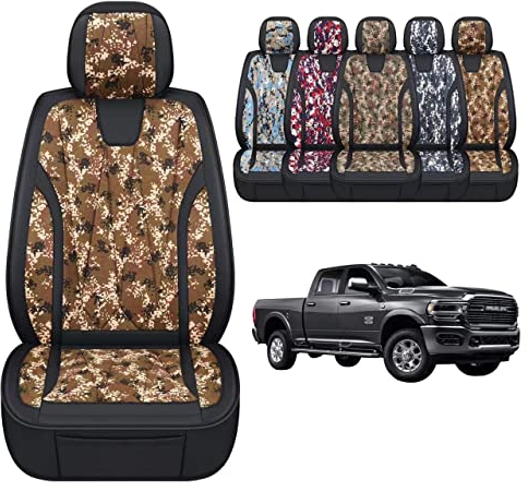 GXT Dodge RAM Sitzbezug Vollständiges Set, passend für Select 2013-2021 Dodge RAM 1500 2500 3500 Pickup Truck, wasserdichter Autositzbezug und Kissen aus Kunstleder (Wüstentarnung)