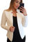 YMING Femmes Bureau De Blazers De Travail Costume d'affaires Ouvert sur Le Devant Veste à Manches Longues Blanc 3XL