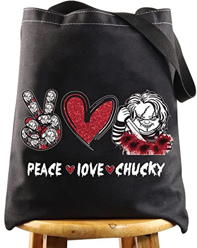 WZMPA Kosmetiktasche mit Horrorfilm-Fans, inspiriert von Filmen, Frieden, Liebe, Film, Make-up, Reißverschluss, Tasche, Horrorfilm, Merchandise (Peace Chuc TG BL), Peace Chucky TG BL