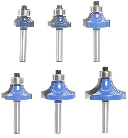 Sinoprotools Roundover Router Bits,6pcs Edge Forming Router Bit Set,Corner Rounding Router Bits 1/4 Inch shank, Radius - 1/8 3/16 1/4 5/16 3/8 1/2