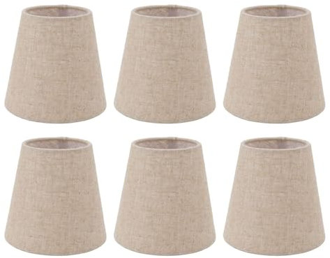 Ensemble De 6 Abat-Jour En Tissu Lin, Petit Abat-Jour, Remplacement Abat Jour En Lin Abat Jour Clip E14 Abat-Jour Lustre Candal En Tissu Applique Murale Abat-Jour De Table
