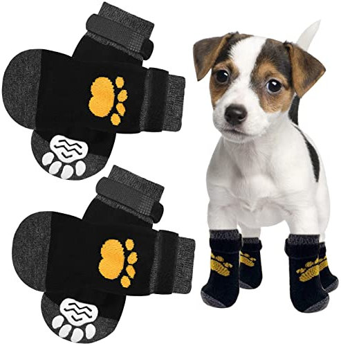 2 Pairs Anti Slip Dog Socks Paws Stop Licking Dog Grip Socks Pet Paw Protector Dog Boots Dog Claw Socks Dog Shoes Dog Slippers with Adjustable Strap for Puppy Dog Indoor Outdoor Hardwood Floor Walking