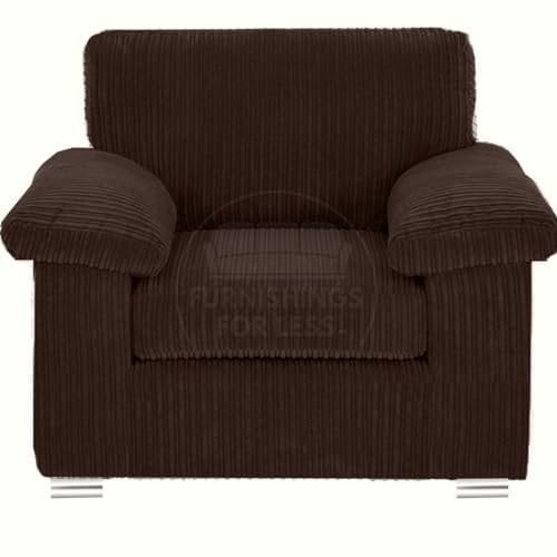 Furnishings For Less UK New Delta Fabric Armchair Single Seater Padded Arms Soft Jumbo Cord Chocolate (Chocolate, Armchair)