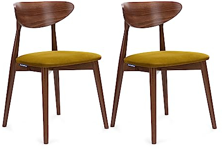 Konsimo Rabi 2 Esszimmerstühle Set - Modern Holzstuhl 79x45x47cm - Küchenstühle - Stuhl Esszimmer, Küche, Wohnzimmer - Universal Esstisch Stühle mit Weicher Polsterung - Honig/Mittlere Walnuss