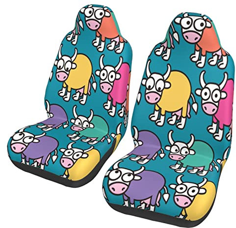 452 Autositzbezüge, Dummer Lustiger Kuh-Regenbogen Universal Bezug des Vordersitzes Polyester Wasserdicht Auto Sitzbezüge Für Dekorieren Autos Autositze