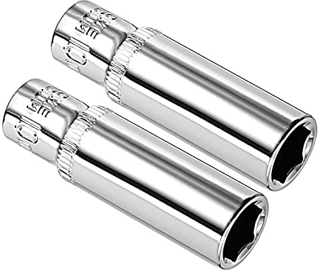 Kozelo 2pcs 6 Point Deep Socket - [1/4 Inch x 10mm] Square Drive for Car Mechanical Equipment Repair Use, CR-V Steel Metric Sizes