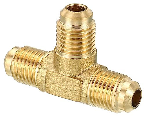 PATIKIL 1/4 x 1/4 x 1/4 Raccordo T in Ottone, Svasato Tubo Adattatore Connettore per Aria Condizionatore Refrigerazione Idraulica