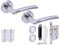 HANDLEZONE® Columba Premium Door Handles on Rose 3 Lever Lock Pack with 75mm Ball Bearing Hinges and 76mm Lock - Dual Polished/Satin Chrome