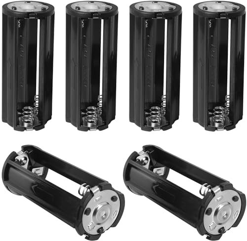 LUORNG 6PCS Cylindrical Flat Battery Holder for Flashlight Plastic Battery Storage Adapter Case for 3pcs 7 AAA 4.5V Positive Electrode Bounceable Laminating Device Black Cylinder