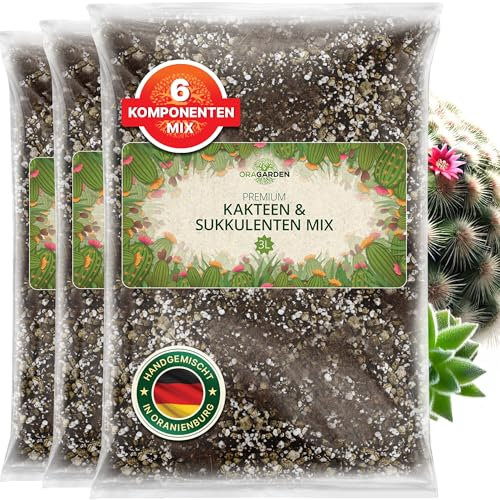 ORAGARDEN Kakteenerde & Sukkulenten Erden für Zimmerpflanzen und Garten - 9L Kakteen Erde für Pflanzen, Palmen, Blumen - 6 Komponenten Substrat