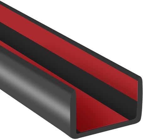 Gummi-Kantenverkleidung, 25mm selbstklebend flexibel U-Kanal-Kantenschutz, Fit for 24-26mm thick edge, tiefe U-Kanal-Dichtung für Sperrholz, Tische, Schreibtische, Schränke, Schwarz, 6 m