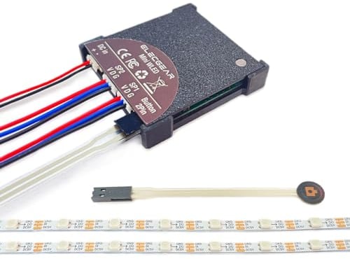 ElecGear Mini WLED LED Streifen Kit für PS5 und PC, WLED App Controller mit Digitalem Mikrofon + 2x DC5V WS2812B Adressierbare RGB LED Lichtleisten + DC12V-Stromwandlerkabel + Membranschalter