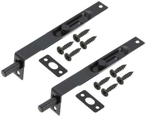 PATIKIL Perno de Embutir 6 x 0.71, 2 Piezas Cerradura de Puerta Francesa de Acero Inoxidable Deslizante Oculta Doble Pestillo para Puerta Doble de Madera Compuesta, Negro