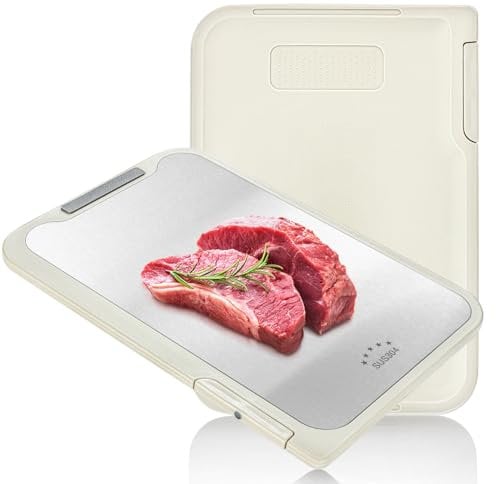 Hunnycook Stainless Steel Chopping Board （33*23*1cm), Plastic Chopping Boards for Kitchens with Juice Groove and Stand, Dishwasher Safe & Non-Slip, Ideal for Meat/Vegetables/Fruit Cutting（33*23*1cm）