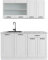 Vicco Singleküche R-Line, Küchenzeile Single, Weiß Landhaus/Weiß, 140 cm, AP Marmor