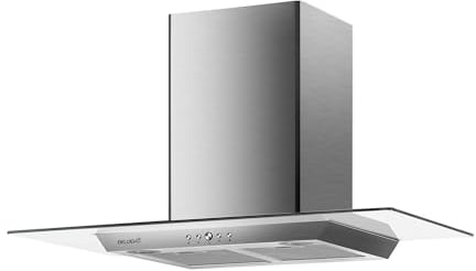 Hotte Décorative Murale 90 cm en Verre et Inox - Moteur 200 W, Capacité d'Extraction 608 m³/h - Puissante et Élégante