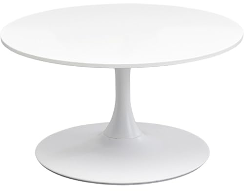 Kare Design Couchtisch Schickeria, Weiß, 80cm Durchmesser, Beistelltisch, Wohnzimmertisch, Stahlgestell, Rund, Retro