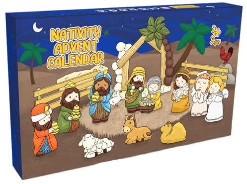 Veesper Krippe Adventskalender 2024, 24 Tage Weihnachts -Krippe Szene, Fun Toys Advent Calender 2024 für Kinder, Weihnachtsfeiergeschenke