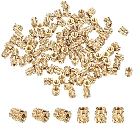 PATIKIL Messing Gewindeeinsatz M2x4x3.5mm Metrische Rändelmutter 50 Stück | Heat Set Einsatz für Kunststoff 3D-Druckkomponenten