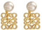 FDEETY Ohrringe Damen 18K Gold Geometrische Perlenohrstecker mit Ausschnitt lange Ohrringe Hängend Hypoallergen Geeignet für Alltags und Partykleidung(Gold)