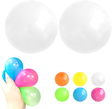 Magie Decke Ball, 2025 Neuest Nachtlicht Kleber Hüpfball, Stressball Squeeze Toys, Magie Decke Ball, Mitgebsel Kindergeburtstag 10 Jahre (weiß*2)