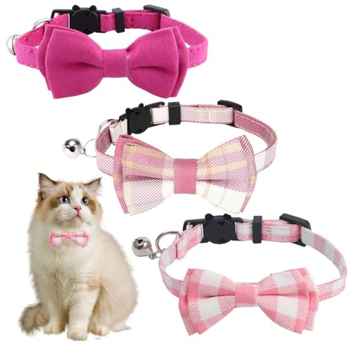 FDGGT Collier À Nœud Réglable pour Animaux De Compagnie, Collier pour Chat Mignon, Collier À Cloche Créatif, Fournitures pour Animaux De Compagnie, 3 Pièces