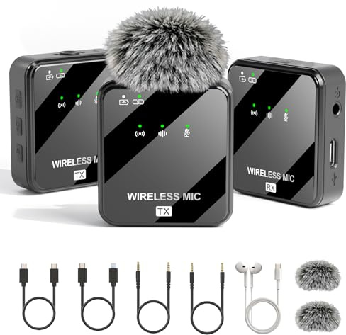 MeloJungle K63 Kabelloses Lavalier-Mikrofon für iPhone/USB-C-Handy, Kamera, Tablet und Mac, Mini-iPhone-Mikrofon für Videoaufnahmen, Vlogging, 48 kHz/24 Bit, 50 m Reichweite, Geräuschunterdrückung