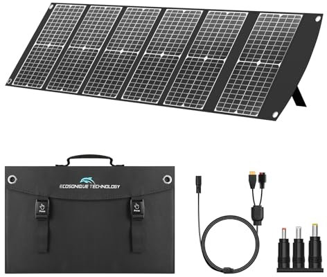 Ecosonique Chargeur de panneau solaire portable pliable 100 W Charge rapide avec USB-C PD3.0 USB-A QC3.0 DC 20 V Poids léger avec support pour le camping Power Station générateur solaire téléphone