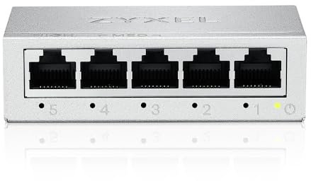 Zyxel Switch Gigabit Ethernet a 5 porte | Non gestito | Alloggiamento in metallo | Splitter Ethernet | Montaggio desktop o a parete [GS-105B v5]