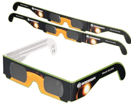 Bresser Sonnenfinsternis-Brille (3 Stück) zur sicheren Beobachtung der Sonne, mit hochwertiger Weißlichtfilterfolie, entspricht ISO 12312-2:2016