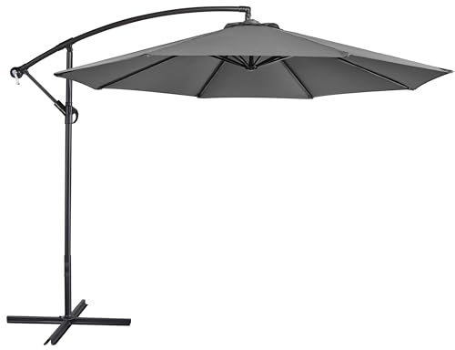 Yaheetech Ampelschirm Φ 300 cm Neigbar Achteckiger Sonnenschirm mit Kurbel Freiarmschirm UV-Schutz 50+ Gartenschirm für Terrasse/Balkon/Garten/Strand, Grau