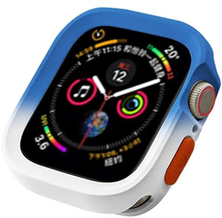 HKTS Funda de TPU para Apple Watch Series Ultra 49 mm 9 8 7 41 mm 45 mm, carcasa con marco de parachoques para iWatch 6 5 SE 4 40 44 mm(Blue white,44mm)