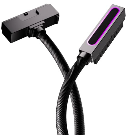 AIJS PSU 24Pin Verlängerungskabel(Modell-Rechts),5V 3Pin ARGB SYNC für PC Stromversorgungskabel,18AWG 24Pin ATX für Kabelverlängerung,300MM Schwarz