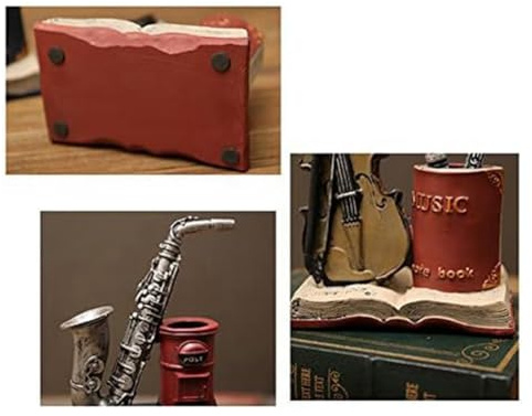Steowsey Saxophone Resin Waterproof Pencil Holder for Desk Makeup Brush Holder Office Supplies Resin Ornaments, Yellow Easy to Use 13 X 8.5 X 20cm