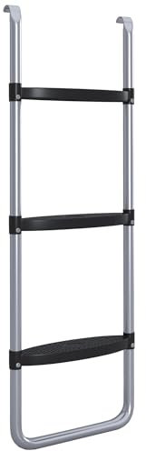 SPORTNOW Scaletta per Trampolino Elastico in Acciaio con 2 o 3 Scalini, Scala per Tappeto Elastico con Altezza Regolabile e Aggancio Universale, 97x32cm, Argento