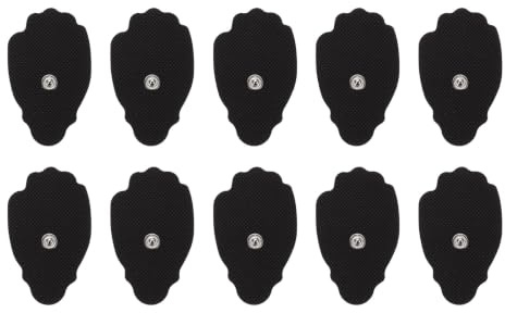 Selbstklebende Massage Pads 10 Stück mit 3,5mm Steckern | Schwarzes Stoffmaterial, Flexibel an Gelenken, Sanfte Körpermassage, Wiederverwendbar für Hauttypen