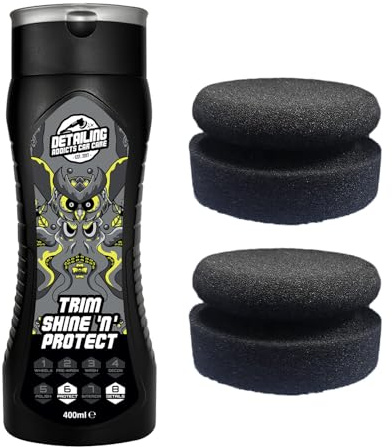 Detailing Addicts Car Care Trim Shine and Protect Restorer, 400 ml with 2 x applicator pads, Black Plastic and Vinyl Restorer